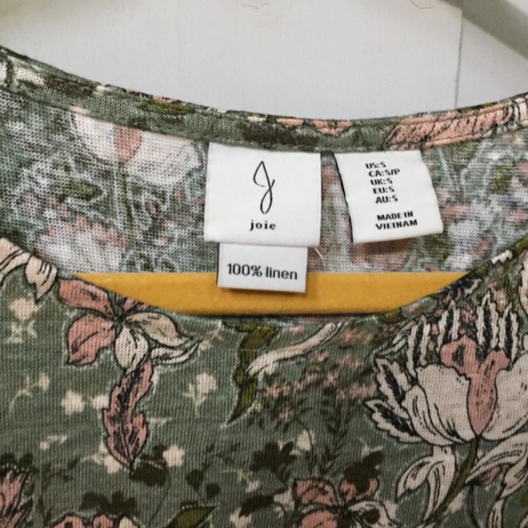 Joie Linen Floral Blouse in Green and Pink - Picture 5 of 15